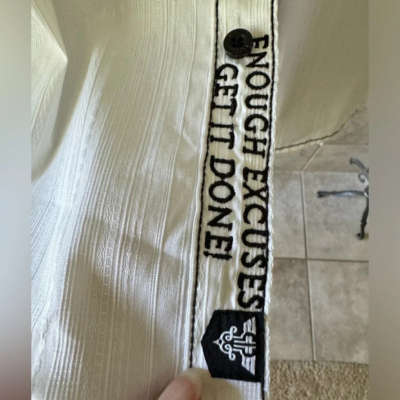 ROAR Buckle Y2K Men’s Refined Embroidered Button White Western Style Shirt XL - Picture 4 of 16